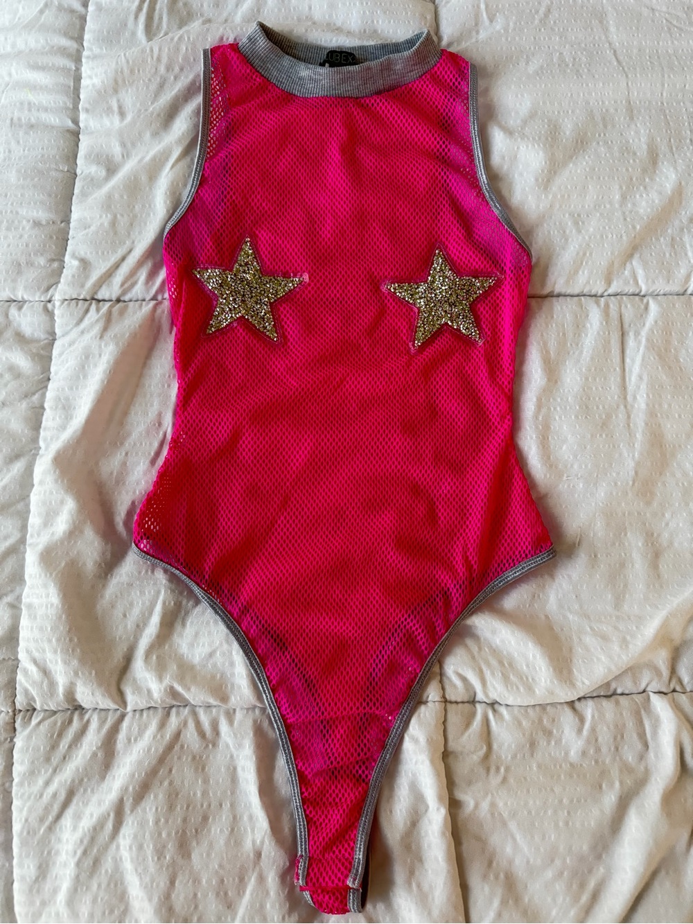 Hot Pink Sleeveless Star Appliqué Bodysuit